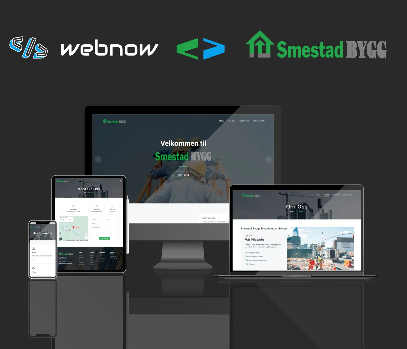 Nettside til SmestadBygg fra Webnow.no
