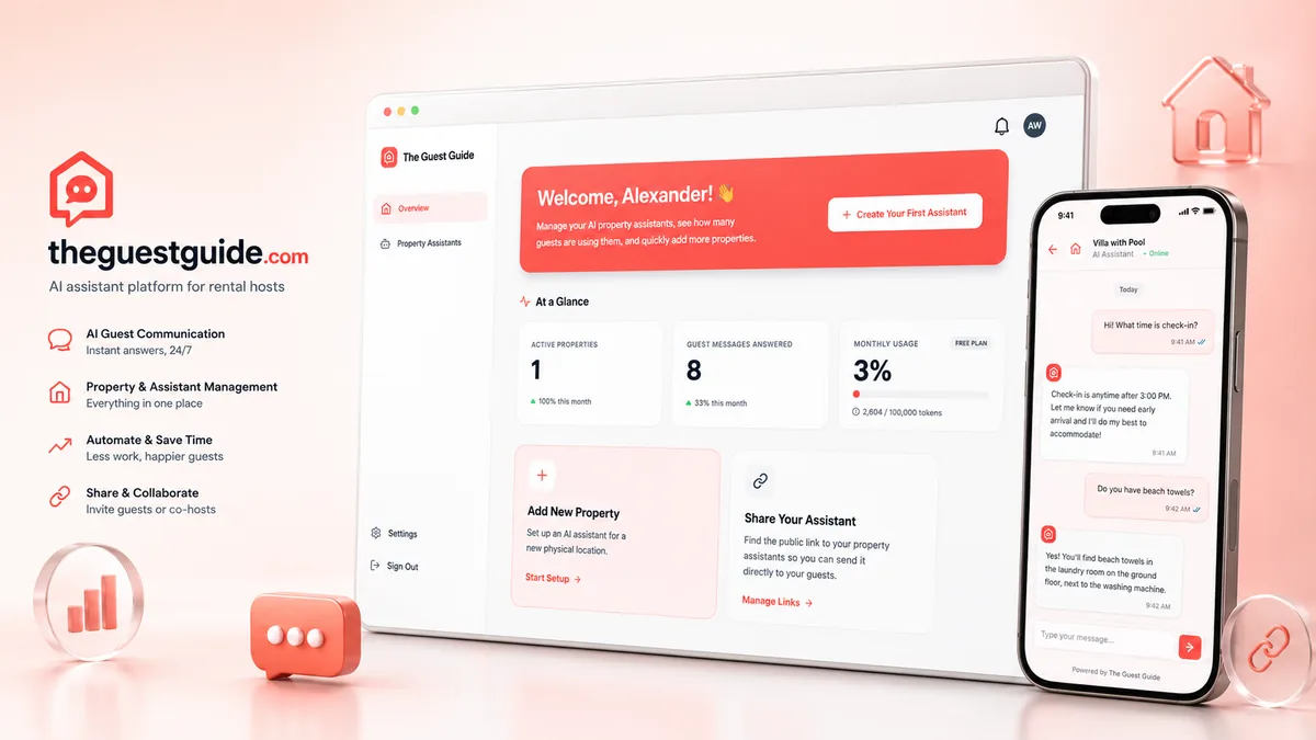 The Guest Guide AI-webapp for Airbnb-hosts med gjestechatbot og vertsinformasjon